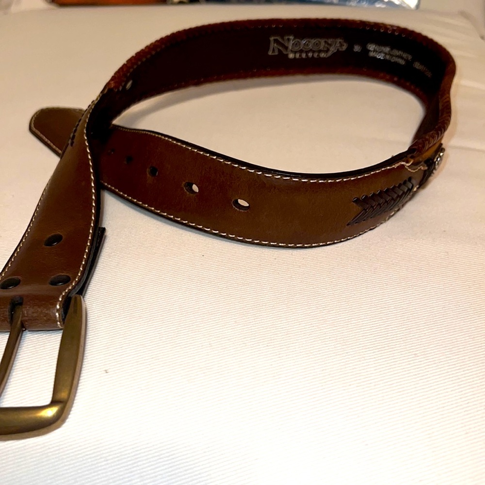 Nocona laced edge brown leather western belt - N2475644